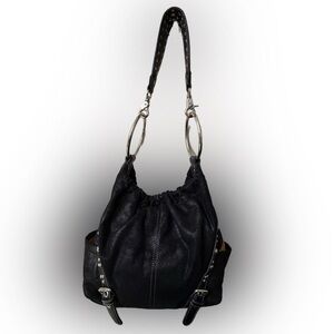 Kathy Van Zeeland Black Shoulder Bag with Silver Accents